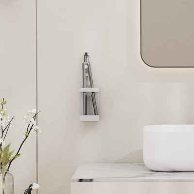 Household Magnetic Attraction Wall Mounted Bathroom Shelf for Curly Hair Stick Holder