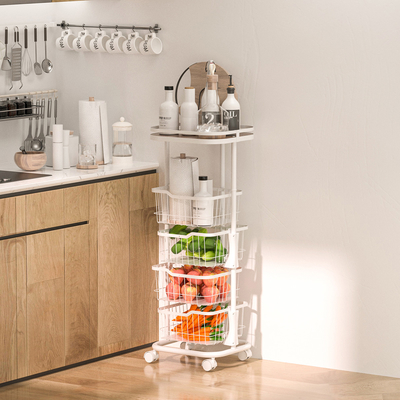 Foldable Design Steel Storage Trolley , 3 Tier Rolling Utility Cart Multifunctional