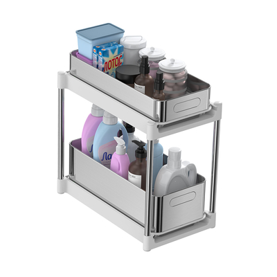 Efficiently Organize With Under Sink Organizer Standing Storage Rack