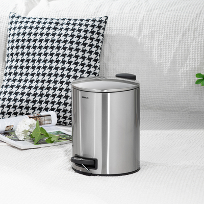 Foot Pedal Structure 3L/5L/12L/20L/30L BSCI Household Pedal Bin Round Stainless Steel Trash Bin With Thin Lid