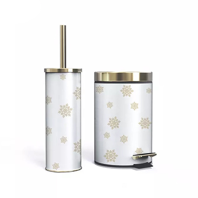 Induction Type Christmas Foot Pedal Trash Bin With Toilet Brush Set Ultimate Household Waste Disposal Solution