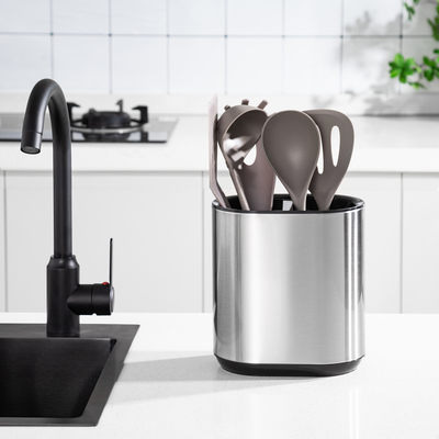 Stainless Steel Kitchen Utensil Holder For Countertop Standing Type Flatware Organizer Caddy