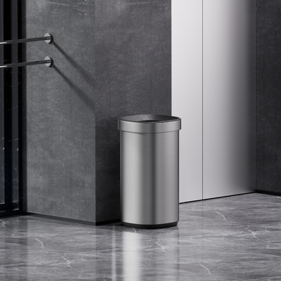 40L Anti Fingerprint Brushed Stainless Steel Garbage Can Sustainable Household Trash Bin with Open Top and Big Capacity