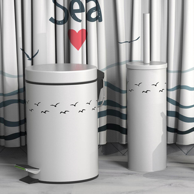 3L/5L/8L/12L/20L/30L Stainless Steel Foot Pedal Bin Rolling Cover Type Round Trash Can for Office Building