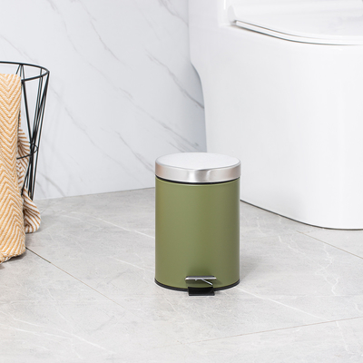 3L/5L/8L/12L/20L/30L SS Round Trash Bin with Rolling Cover and Foot Pedal Made of Stainless Steel