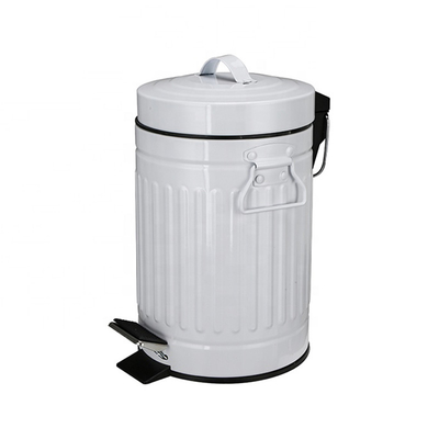 Home Rome Round Small Trash Can with Lid and Handle Powder Coated Waste Bin in Round Shape
