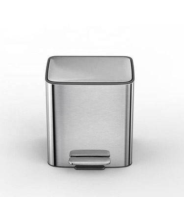 Silver Rolling Cover Type 11.5L*2 Stainless Steel Soft Close Square Pedal Trash Bin for Recycling and Garbage Collection