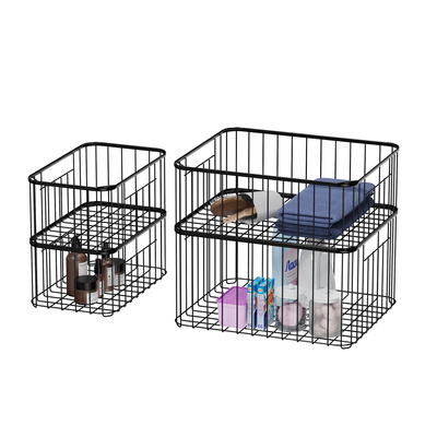 Household Storage Baskets Organizer Containers For Home Cabinet Pantry Closet Kitchen Fridge Fruit Makeup Metal Wire Basket