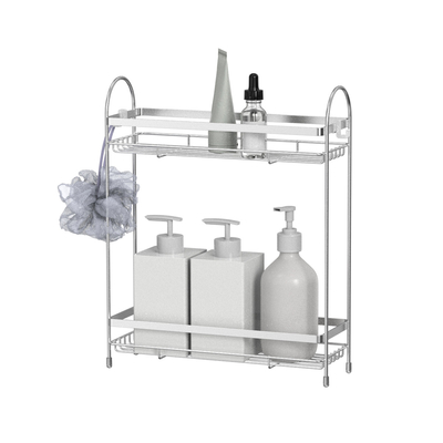 2 Tiers Free Standing Bathroom Organizer Stainless Steel Countertop Bathroom Rack