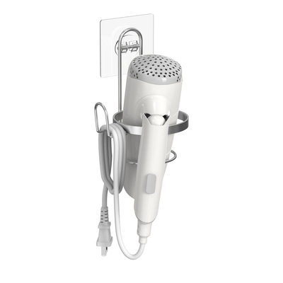 Hair Dryer Holder Wall Mount Self Adhesive Stainless Steel Bathroom Hair Blow Dryer Rack Organizer