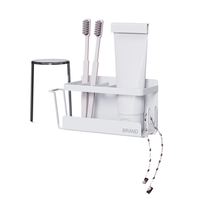 No Drilling Household Magnetic Attraction Shower Rack With Towel Holder Bathroom Organizer Wall Mounted Toothbrush Holder