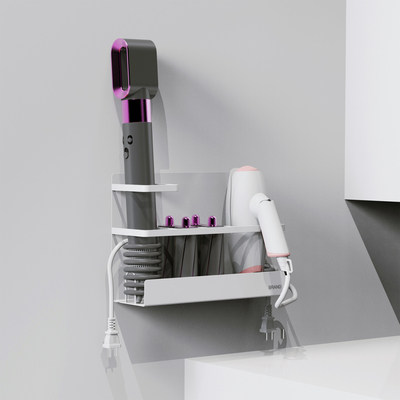 Wall Mounted Magnetic Attraction Shower Rack No Drilling Bathroom Organizer Hairdryer And Curling Lron Organizer