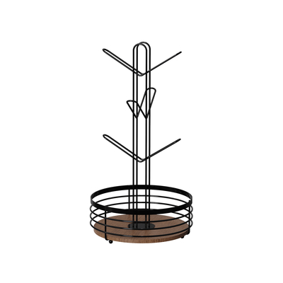 2 Tiers Standing Type Wood Element Household Multifunctional Stylish Metal Kitchen Organizer Cup Holder