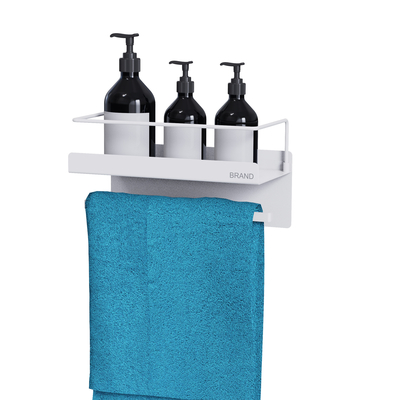 Shower Rack With Towel Holder No Drilling Magnetic Attraction Bathroom Organizer Wall Mounted Shower Caddy