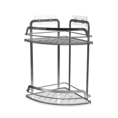 Household Stylish Metal Bathroom Organizer Suction Cup Iron Wire Rack Stainless Steel No Drilling Wall Mounted Shower Caddy