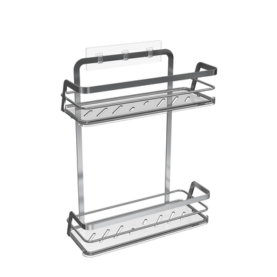 Stylish Household metal Bathroom Organizer Suction Cup Iron Wire Rack Stainless Steel No Drilling Wall Mounted Shower Caddy