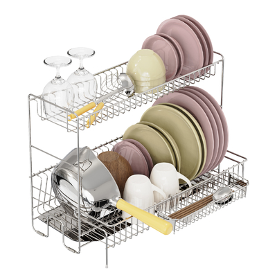 Foldable Silver Dish Rack With Compact Space Saving Design Durable Iron Construction