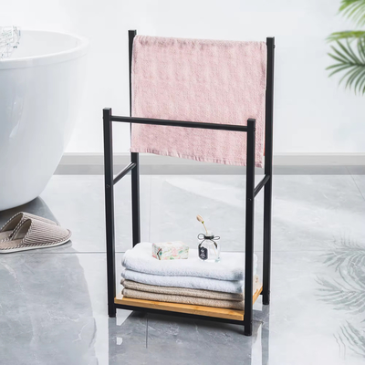 Removable Standing Household Bathroom Metal FOLDABLE Compact Free Standing Towel Rack