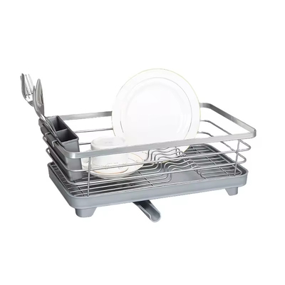 Durable Dish Rack Kitchen Organization With Drain Tray And Utensil Holder