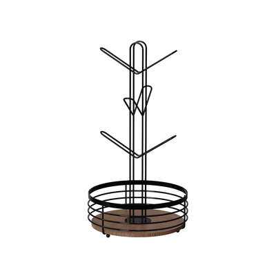 2 Tiers Standing Type Wood Element Household Multifunctional Stylish Metal Kitchen Organizer Cup Holder