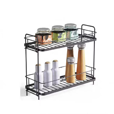 2 Tier Spice Rack Organiser Holder Kitchen Racks Storage Metal Rack Kitchen Counter Storage Season