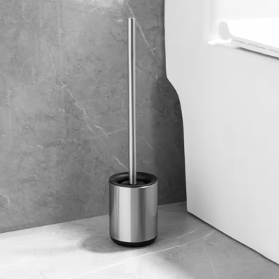 Modern Design Stainless Steel Toilet Brush With Matt Finish And Anti-Fingerprint Silicone