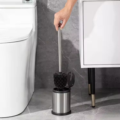 Economic Stainless Steel Toilet Brush With Easy Automatic Open Holder And Anti-Bacterial PP Brush Filament
