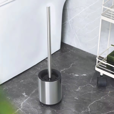 Bathroom Round TPR Toilet Bowl Cleaning Brush With Holder Free Standing