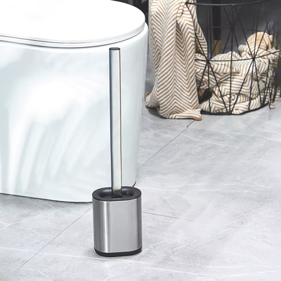 Stainless Steel Compact Bathroom TPR Toilet Brush Holder Set With Hot European Design And Durable Brush