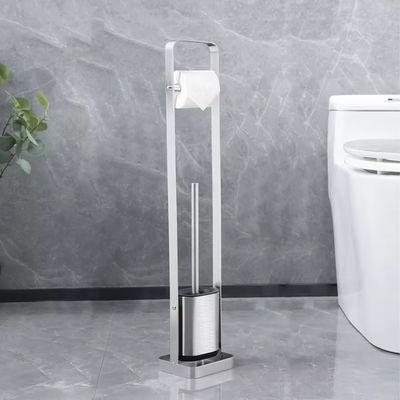 Stainless Steel Compact Bathroom TPR Toilet Brush Holder SET Hot Europe Style Durable Cup Material Polypropylene