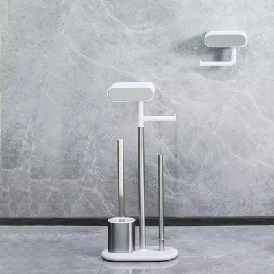 Stainless Steel Bathroom Toilet Brush And Roll Holder Set OEM Free Standing