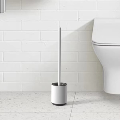 Stainless Steel Anti Finger Print Toilet Brush For Household TPR Bathroom Cleaning