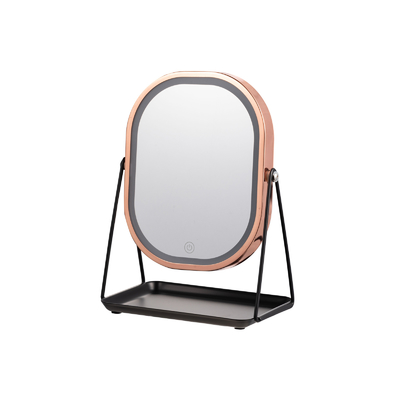 simple led light countertop Makeup Mirror with jewelry tray