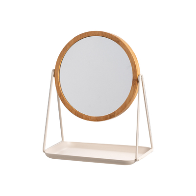 round countertop Makeup Mirror with jewelry tray