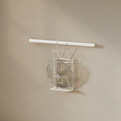 Modern Design Pot Lid Holder White Wall Mounted Kitchen Organizer For Sleek And Space-Saving Kitchen