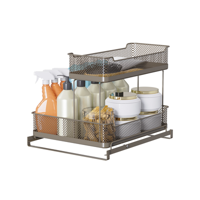 Under Sink Organizer Sliding Basket Organizer Kitchen Storage Basket By Customized Logo For Countertop Type