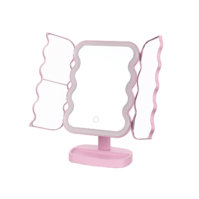 Foldable Standing Makeup Mirror With Vanity Tray