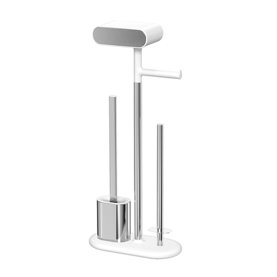 Stylish Disassembled Stainless Steel Toilet Brush And Toilet Paper Holder Set For Bathroom with sundry organizer rack