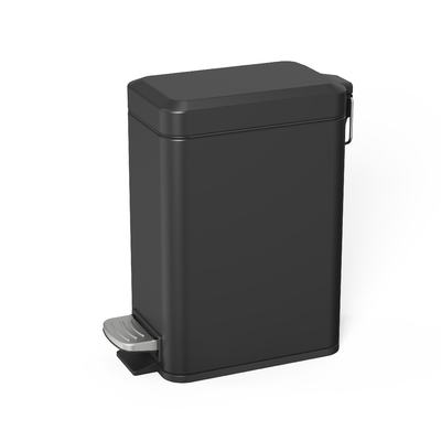 Stainless Steel Foot Pedal Trash Bin 5L Rectangular with Soft Close Lid